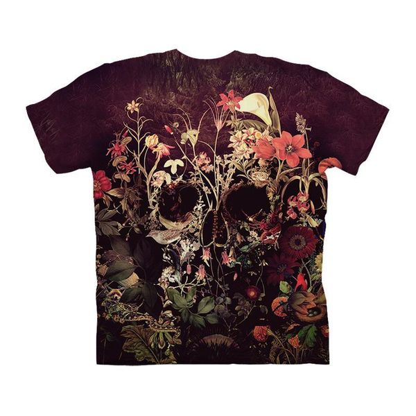 

artist flower tshirts skull mens by 3d ali prints tshirt brand casual short tees men clothing drop ship p, White;black