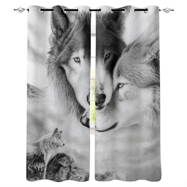 

animal wolf window curtains home living room bedroom item curtain luxury & drapes