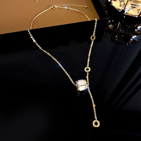 

titanium steel small waist non fading necklace temperament versatile fresh pendant personality ins style clavicle chain necklace, Black