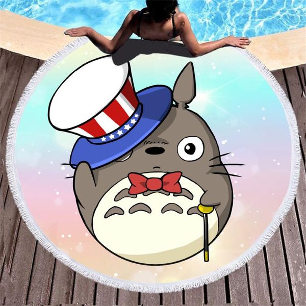 

towel cartoon totoro printed microfiber round beach with fringe bath