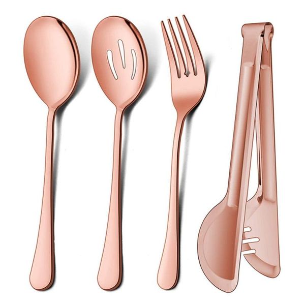 

spoons fork slotted serving tongs stainless steel buffet banquet catering set 4pcs