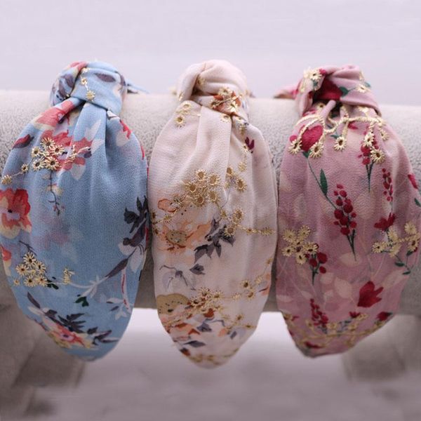 

hair accessories women girls embroidery flower knot hairband headband adult
