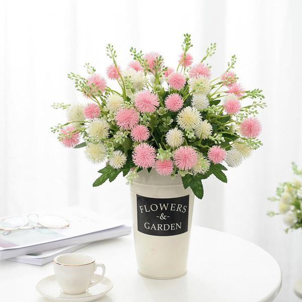 

decorative flowers & wreaths 6 branches plastic flower ball white dandelion artificial party home wedding decoration accessories fake bouque