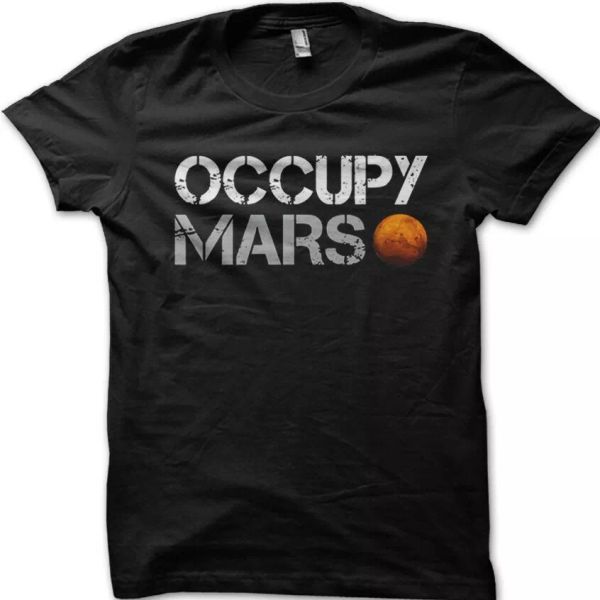 

occupy mars as worn by elon musk funny printed t-shirt 9076, White;black
