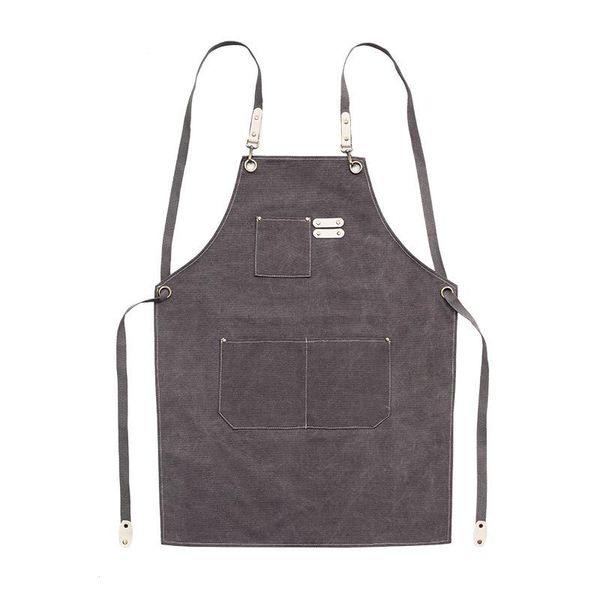 

aprons vintage canvas solid color waterproof antifouling household kitchen hairdresser garden pinafore with two pockets