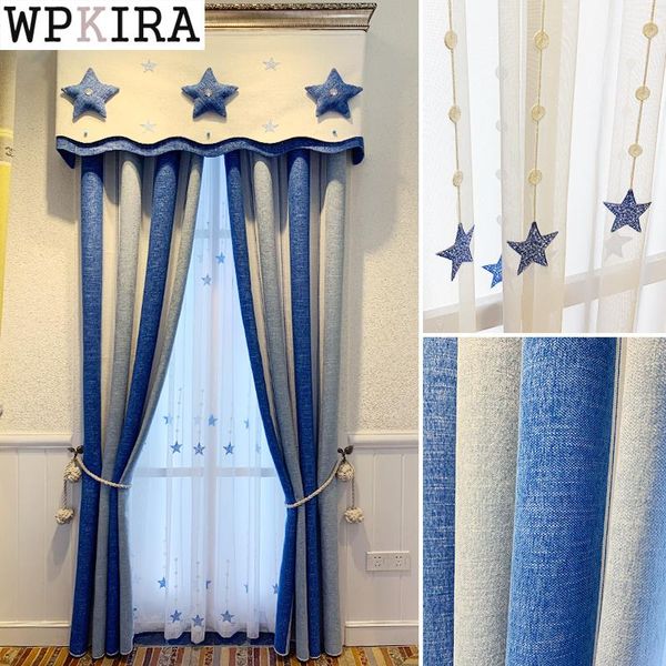 

american stripe curtain for living room cartoon star sheer drape kids boys bedroom tulle shade fabric window s321#d & drapes
