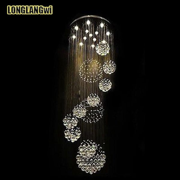 

chandeliers large modern led k9 crystal el staircase lighting dia80*h300cm