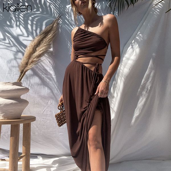 

women summer hollow out backless bandage strap long dress 2021 new fashion elegant office lady vacation beach dress, Black;gray