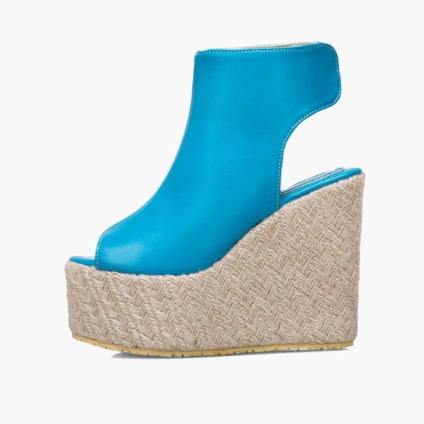 

fashion summer ankle strap platform women's high heels gladiator casual green sky blue orange peep toe wedges sandals 44 45, Black