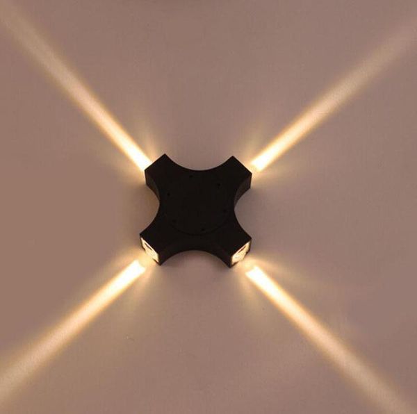 

wall lamp 5pcs modern led outdoor 4*3w star porch lighting indoor light 4 side waterproof ip65 for garden decoration