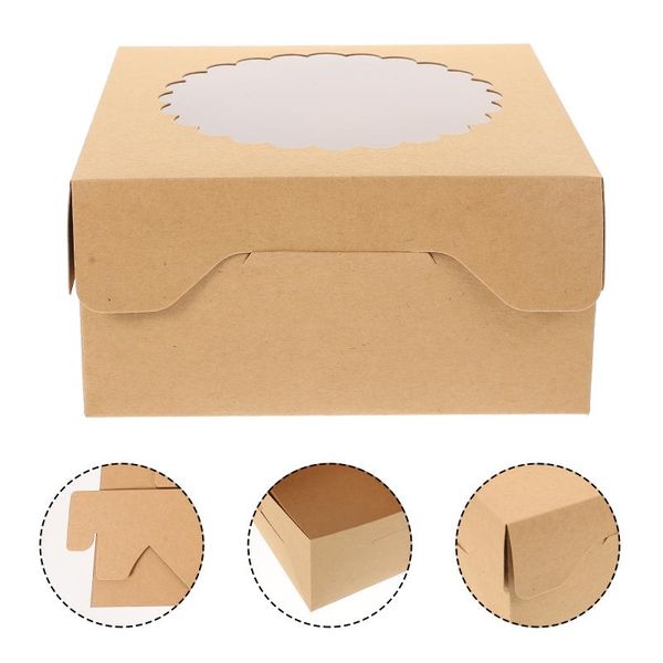 

gift wrap 1 set 10pcs 8in kraft paper cake packing boxes holders with window