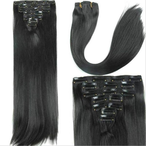 

synthetic wigs soowee 24'' straight hair blonde gray mega with clips in full head pieces for women, Black