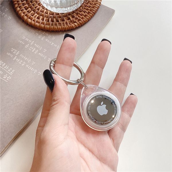 

transparent clear tpu cases protective cover shell with key ring for apple airtag smart bluetooth wireless tracker anti lost