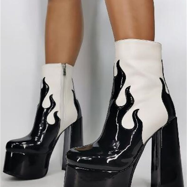 

boots ankle boots with black pink leather platform short flame mixed fashion women's party shoes uuif