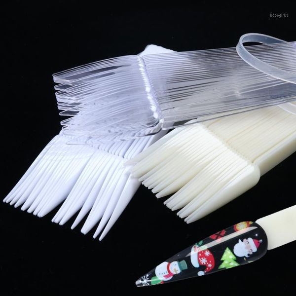 

24pcs nail display transparent natural color false tips long stiletto fake art polish practice set palette tool la10431, Red;gold