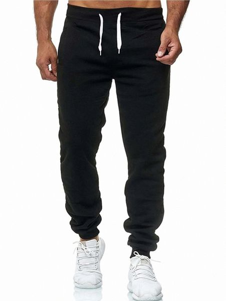 

men solid drawstring waist sweatpants c0tj#, Black