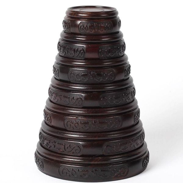 

4.5-10.5cm diameter ebony double dragon carved base rosewood craftwork solid wood vase teapot antique jade black decorative objects & figuri
