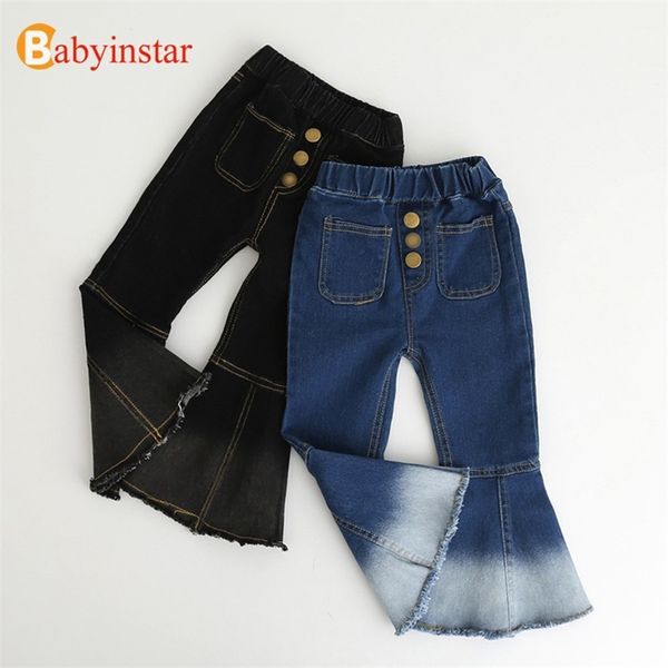 Babyinstar Bebê Denim Casual Kids Outono Calças de Bell-Bottomed Calças para Meninas 210317