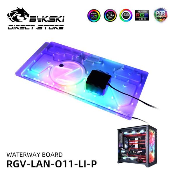 

bykski waterway board reservoir mod watercooling system water tank acrylic tranperant for lianli o11 case argb rgv-lan-o11-li-p fans & cooli