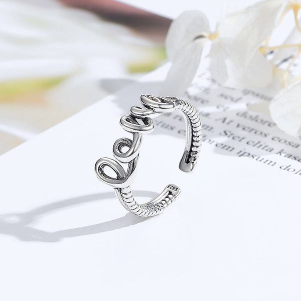 

s925 silver fashion design love ring for men and women heart adjustable rings, Golden;silver