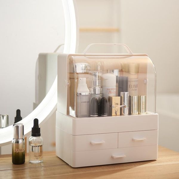 

bathroom storage & organization white orange makeup organizer make up brush box with drawer cotton swabs stick case