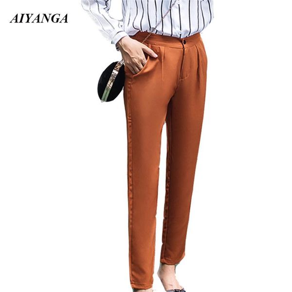 

women's pants & capris autumn suit for women casual trousers slim harem office ladies solid color female high waist gray black, Black;white