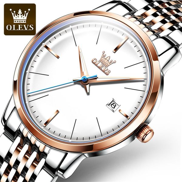 

olevs heren watches fire luxury fashion business automatic mechanical men sports complete steel waterproof clock 6609, Slivery;brown