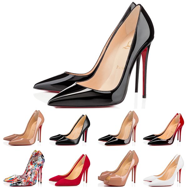 

2021 louboutin christian red bottoms designer shoes cl high heels 8  12cm so kate womens ladies dress part wedding genuine leather point t, Black