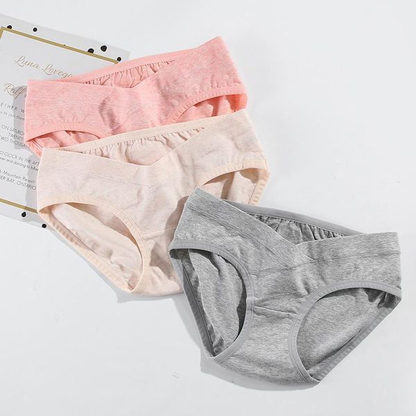

women clothes pregnant 100% cotton u-shaped low waist underwear seamless soft care belly pregnancy panties women's, Black;pink