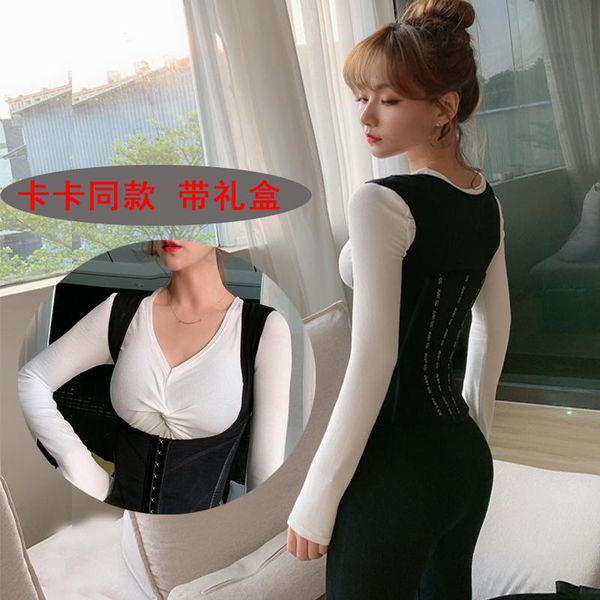 

women's shapers 365 degree u-shaped postpartum waistcoat corset waist trainer body shaper tummy belt for women suits, Black;white