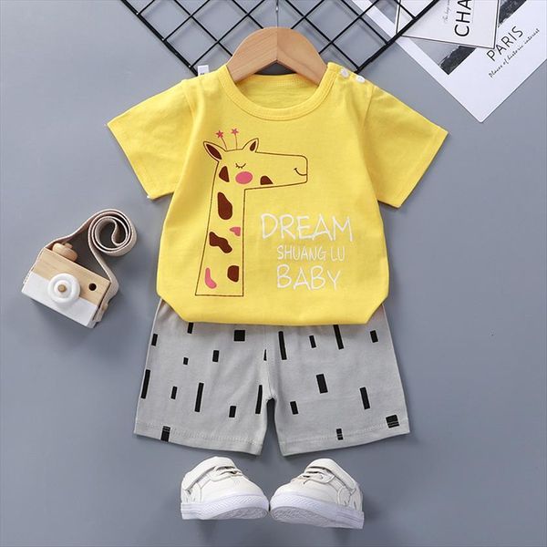 

kids giraffe set baby fashionable 2 piece wear and girls cotton casual suit 3 4 years old clothes, White