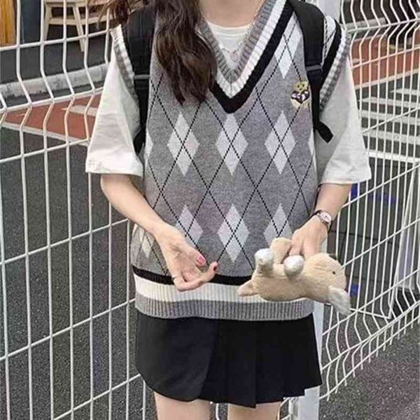 

women's sweaters autumn women's loose sleeveless sweater vest knitted shirt joker oversize pullover girls c377, White;black