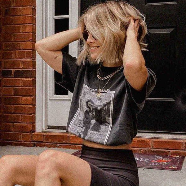 

women's t-shirt shirs vinage prin tee women coon sof elegan shor sleeve black classic casual chic shir femme nosalgia mcsj, White