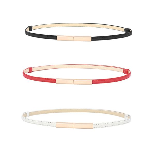 

belt leather korean version simple fashion versatile pair buckle women's thin belt, Black;brown