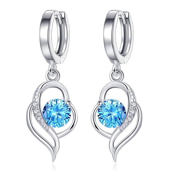 

hoop & huggie s925 silver earring elegance double hearts for women wedding gift lady girl fashion jewelry, Golden;silver