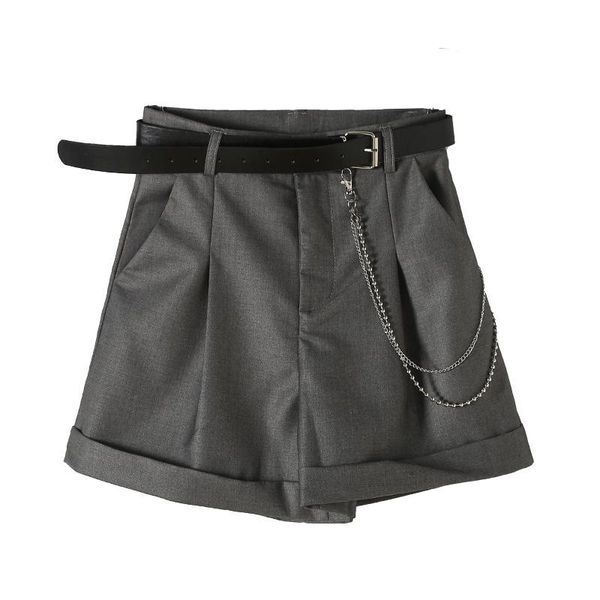 

women's shorts side chain flanging suit 2021 high waist a-line, White;black