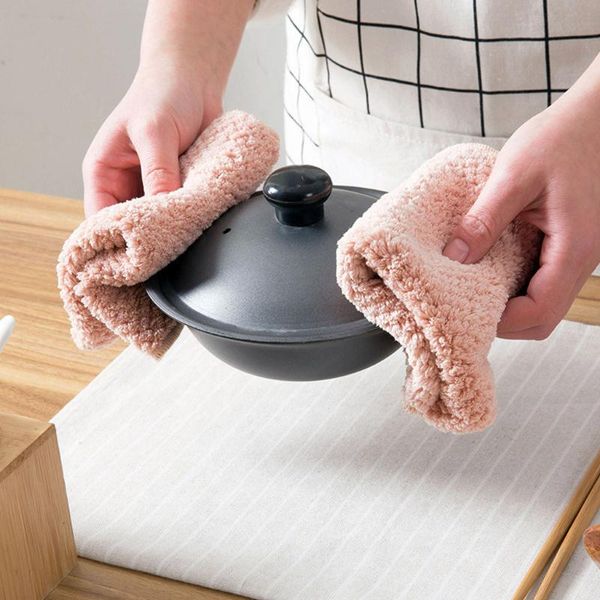 

towel nonstick oil coral velvet hanging soft hand towels kitchen dishclout 25x25cm