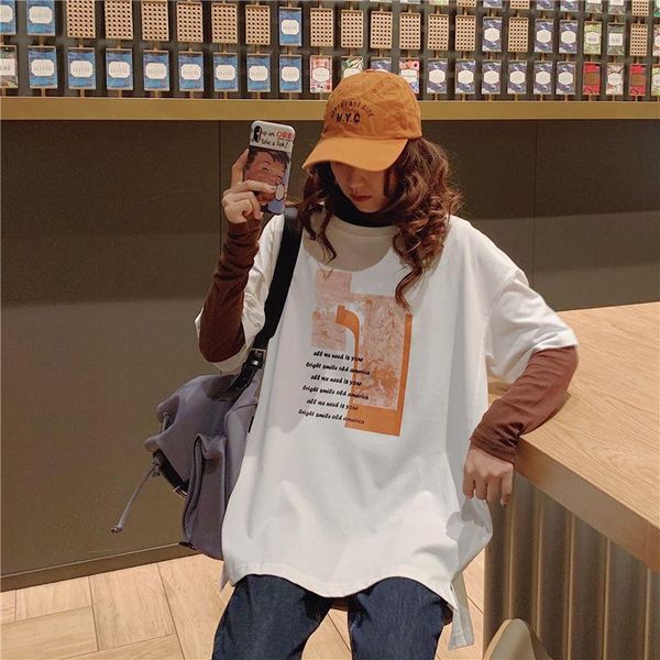 

women's t-shirt women girls kpop summer korean design dancing cool female loose shirts yellow tshirts, White