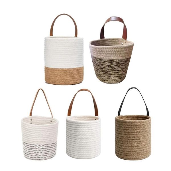 

planters & pots imitation rattan handmade hanging flower pot basket plant container laundry picnic toy storage home decoration