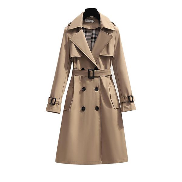 Designer S - 4XL Marca Primavera Autunno Lungo Trench da donna Doppio petto Abito color kaki Cappotti larghi Capispalla da donna Moda Top 6XL