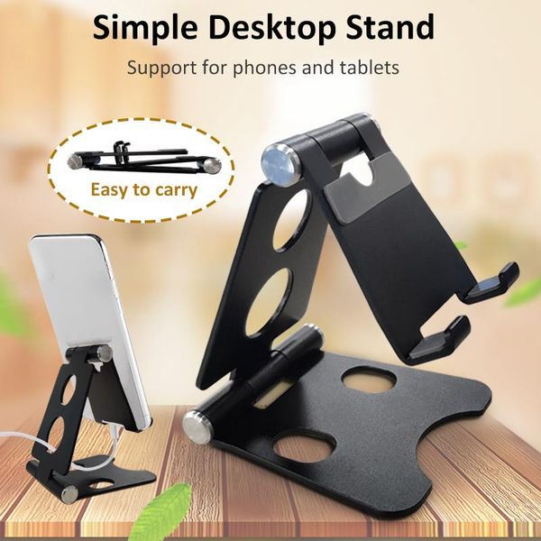 

cell phone mounts & holders adjustable stander mobile holder pad table stand aluminium bracket mount desk double folding portable for tablet