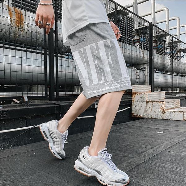 

men's shorts summer cotton big letter print korean fashion brand loose sports casual capris 2021 youth pants sweatpants, White;black