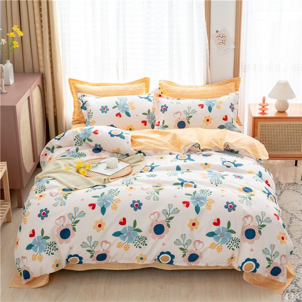 

plant cashmere thickened frosted four simple student sheet quilt cover three piece set on bed
