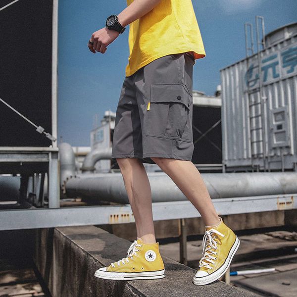 

men's pants summer large loose shorts casual overalls capris 8681, Black