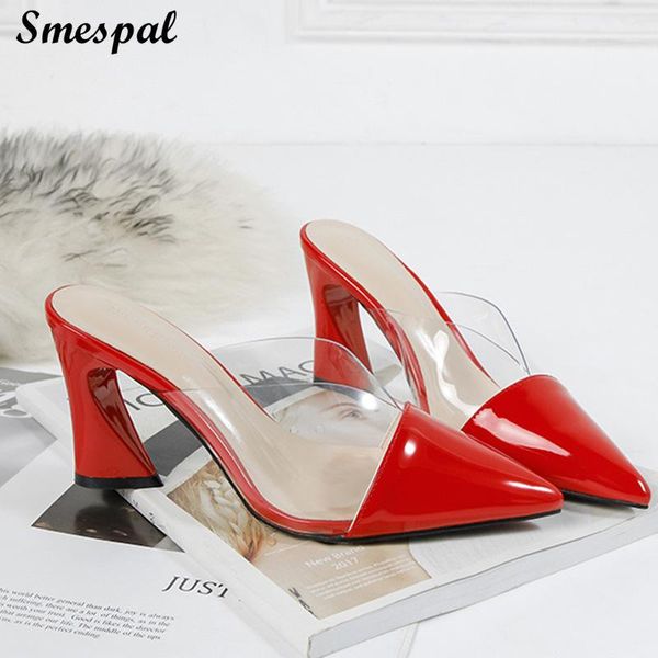 

sandals women summer fashion pointed slippers chic chunky heels, Black