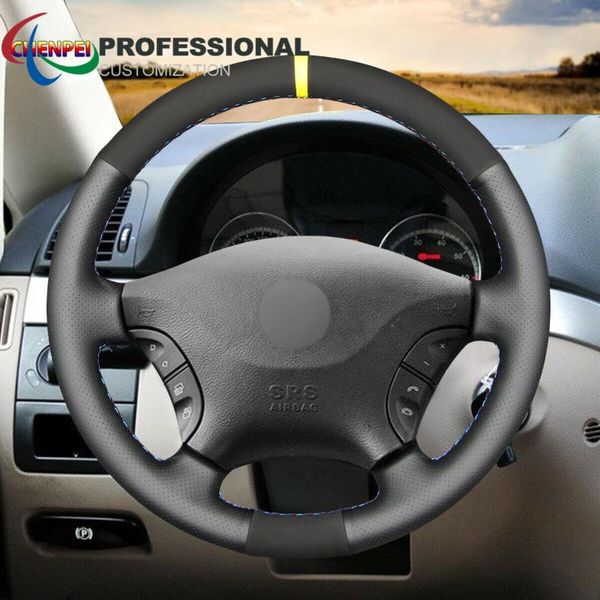 

steering wheel covers diy hand-sewn non-slip leather suede cover for - w639 viano vito car interior accessories