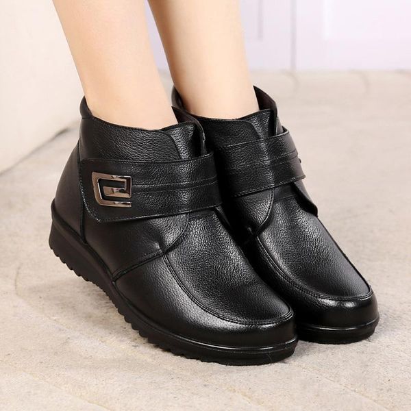 

boots women's winter footwear plush fur ankle for women shoes style non-slip fashion zapatos de mujer, Black
