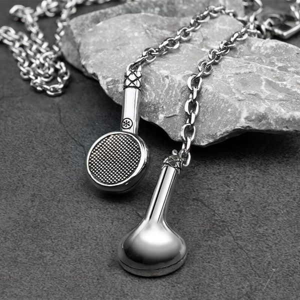 

pendants the earphone necklace for men and women stainless steel headphone pendant, Black