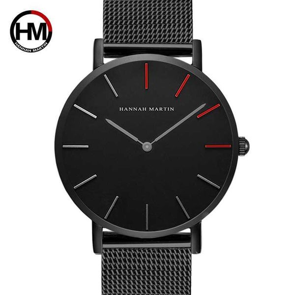 

japan quartz movement stainless steel mesh band creative waterproof black watch for men women drop 210527, Slivery;brown