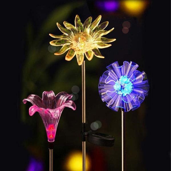 

party decoration solar light frost resistance flower shape plastic decorative led colorful outdoor lotus dandelion